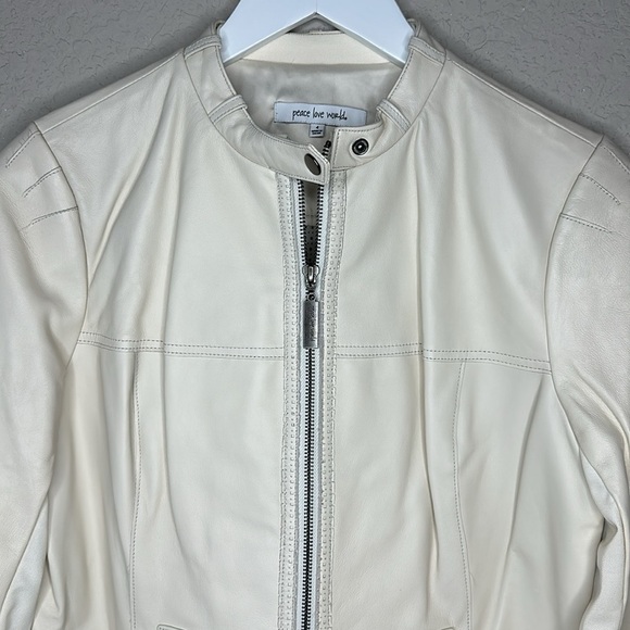 NWOT Peace Love World Leather Mixed Media Jacket Size 4 - Picture 2 of 16